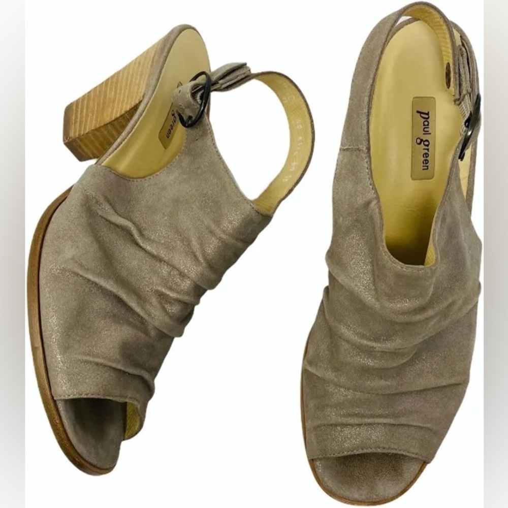 Paul Green Taupe Peep Toe Booties Heels